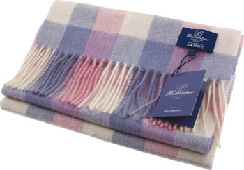100% Lambswool Scarf Light Pink Light Blue Check Scottish Gift Winter Scotland 100% Lambswool Scarf Light Pink Light Blue Check Scottish Gift Winter Scotland
