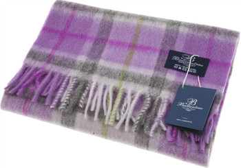 100% Lambswool Scarf Light Purple Check Scottish Gift Winter Scotland 100% Lambswool Scarf Light Purple Check Scottish Gift Winter Scotland