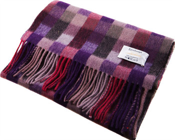 Unisex Lambswool Scarf In Red Blue Grey Check Design 30cm Wide Unisex Lambswool Scarf In Red Blue Grey Check Design 30cm Wide