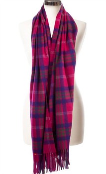 Cashmere Stole In Taransay-Pink Tartan Design 71cm Wide Cashmere Stole In Taransay-Pink Tartan Design 71cm Wide