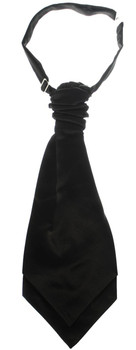 Gents Traditional Scottish Ruche Cravat Satin Tie Wedding Groom Black Gents Traditional Scottish Ruche Cravat Satin Tie Wedding Groom Black