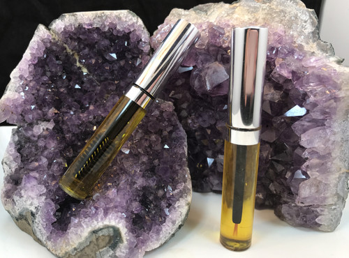 2 Pack Vegan Pure Organic Jamaican Black Castor Oil Eyelash Serum in Eyeliner Tube and Mascara Tube
