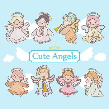 Cute Angels Collection of 8 Machine Embroidery Designs Cute Angels Collection of 8 Machine Embroidery Designs