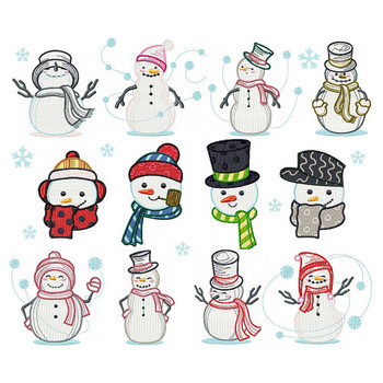 Snowman Collection of 12 Machine Embroidery Designs Snowman Collection of 12 Machine Embroidery Designs