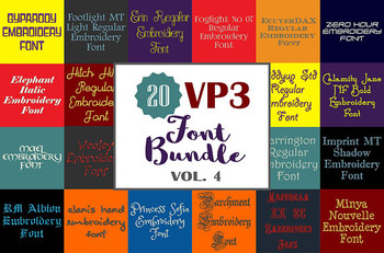 20 VP3 Font Bundle - Volume 4 - 20 Husqvarna Viking Machine Embroidery Fonts 20 VP3 Font Bundle - Volume 4 - 20 Husqvarna Viking Machine Embroidery Fonts