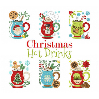 Christmas Hot Drinks Collection of 6 Machine Embroidery Designs Christmas Hot Drinks Collection of 6 Machine Embroidery Designs