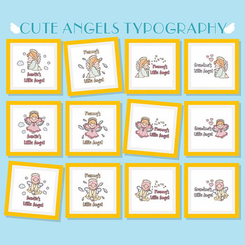 Cute Angels Typography Collection of 12 Machine Embroidery Designs Cute Angels Typography Collection of 12 Machine Embroidery Designs