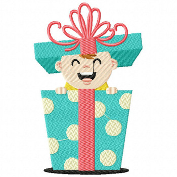 Baby in Blue Polka Christmas Box - Christmas Baby #01 Machine Embroidery Design Baby in Blue Polka Christmas Box - Christmas Baby #01 Machine Embroidery Design