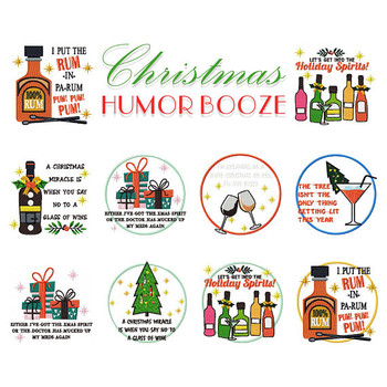 Christmas Humor Booze Collection of 11 Machine Embroidery Designs Christmas Humor Booze Collection of 11 Machine Embroidery Designs