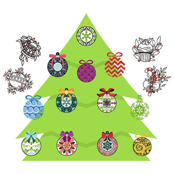 Christmas Ornaments Collection of 16 Machine Embroidery Designs Christmas Ornaments Collection of 16 Machine Embroidery Designs
