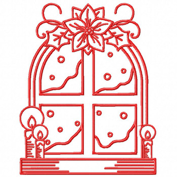 Window - Christmas Redwork #06 Machine Embroidery Design Window - Christmas Redwork #06 Machine Embroidery Design