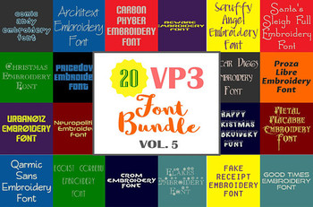 20 VP3 Font Bundle - Volume 5 - 20 Husqvarna Viking Machine Embroidery Fonts 20 VP3 Font Bundle - Volume 5 - 20 Husqvarna Viking Machine Embroidery Fonts