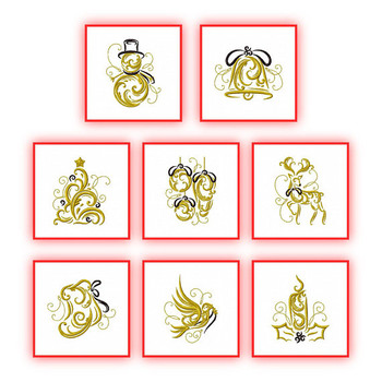 Abstract Christmas Collection of 8 Machine Embroidery Designs in Stitched Abstract Christmas Collection of 8 Machine Embroidery Designs in Stitched