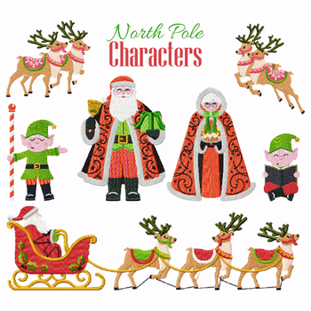 North Pole Characters Collection of 7 Machine Embroidery Designs in Stitched North Pole Characters Collection of 7 Machine Embroidery Designs in Stitched