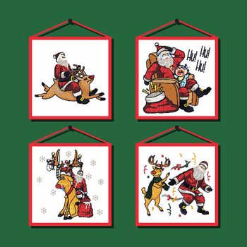 Humor Christmas Design Collection of 4 Machine Embroidery Designs in Stitched Humor Christmas Design Collection of 4 Machine Embroidery Designs in Stitched