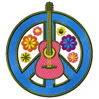 The Peace Guitar - Psychedelic 60's #08 Machine Embroidery Design The Peace Guitar - Psychedelic 60's #08 Machine Embroidery Design