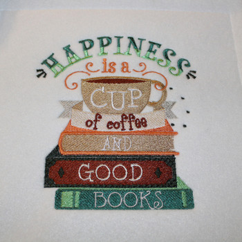 Happiness is a Cup of Coffee and Good Books - Reading Hobby #01 Machine Embroidery Design Happiness is a Cup of Coffee and Good Books - Reading Hobby #01 Machine Embroidery Design