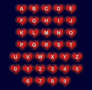 KR Valentine Heart Machine Embroidery Font Now Includes BX Format! KR Valentine Heart Machine Embroidery Font Now Includes BX Format!