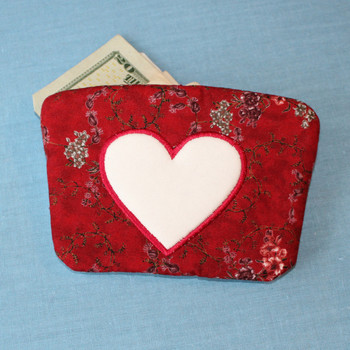 Love Heart Small Money Purse - In The Hoop Machine Embroidery Design Love Heart Small Money Purse - In The Hoop Machine Embroidery Design