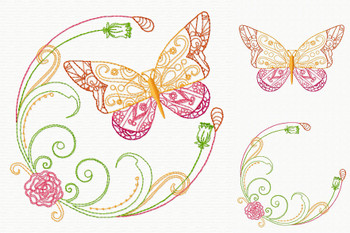 Beautiful Butterfly and Floral #01 Machine Embroidery Design Beautiful Butterfly and Floral #01 Machine Embroidery Design