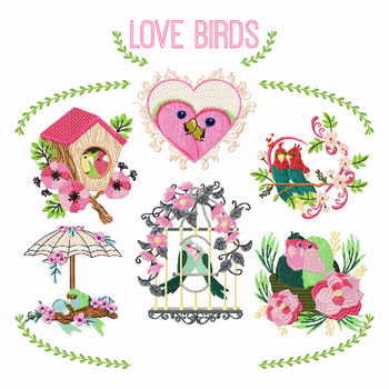 Love Birds Collection of 6 Machine Embroidery Designs Love Birds Collection of 6 Machine Embroidery Designs
