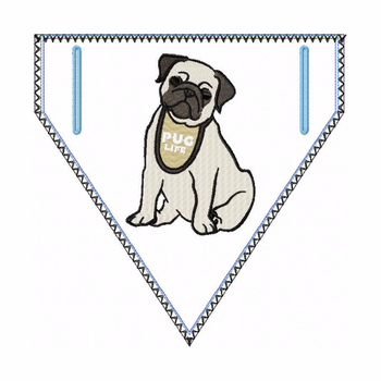 Pug Doggie Bandana 02 - In The Hoop Machine Embroidery Design Pug Doggie Bandana 02 - In The Hoop Machine Embroidery Design