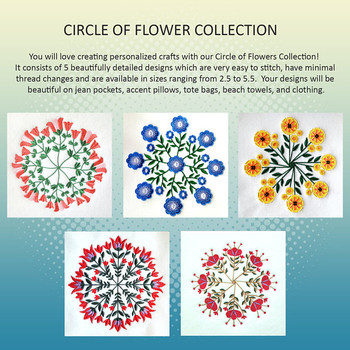 Circle of Flowers Full Collection 5 Machine Embroidery Designs Circle of Flowers Full Collection 5 Machine Embroidery Designs