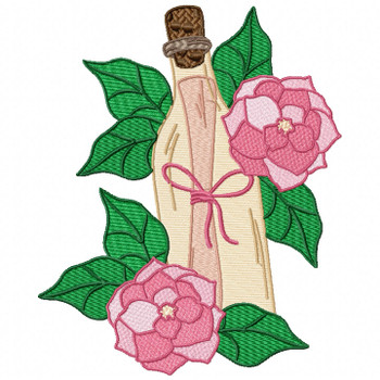 Pink Rose Letter Machine Embroidery Design - Love Letter in a Bottle #03 Pink Rose Letter Machine Embroidery Design - Love Letter in a Bottle #03