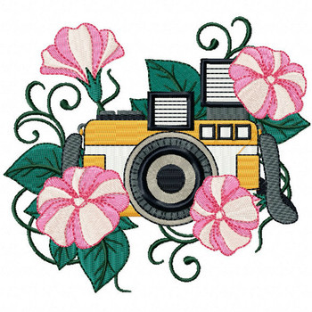 Floral Camera Machine Embroidery Design - Photography Hobby #03 Floral Camera Machine Embroidery Design - Photography Hobby #03
