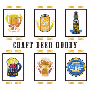 Craft Beer Hobby Collection of 6 Machine Embroidery Designs Craft Beer Hobby Collection of 6 Machine Embroidery Designs