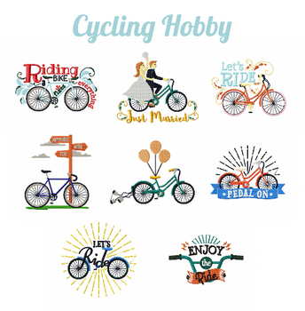 Cycling Hobby Collection of 8 Machine Embroidery Designs Cycling Hobby Collection of 8 Machine Embroidery Designs