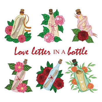 Love Letter in a Bottle Collection of 6 Machine Embroidery Designs Love Letter in a Bottle Collection of 6 Machine Embroidery Designs