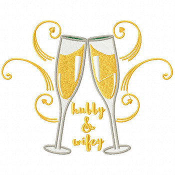 Hubby & Wifey Champagne - Champagne Toast Collection #03 - Machine Embroidery Design Hubby & Wifey Champagne - Champagne Toast Collection #03 - Machine Embroidery Design