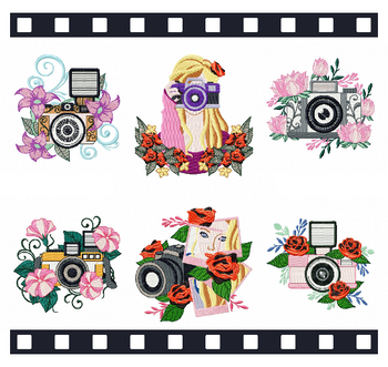 Machine Embroidery Designs - Photography Hobby Collection of 6 Machine Embroidery Designs - Photography Hobby Collection of 6