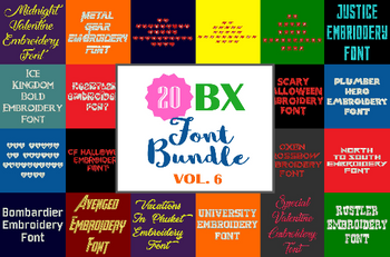 Machine Embroidery Fonts - 20 BX Font Bundle - Volume 6 Machine Embroidery Fonts - 20 BX Font Bundle - Volume 6