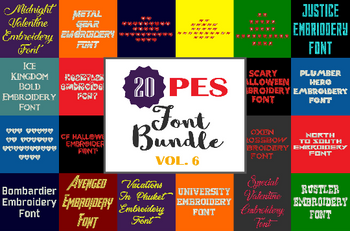 Machine Embroidery Fonts - 20 PES Font Bundle - Volume 6 - 20 Brother - Babylock fonts! Machine Embroidery Fonts - 20 PES Font Bundle - Volume 6 - 20 Brother - Babylock fonts!