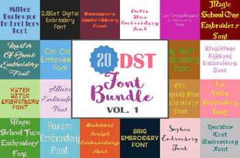 Machine Embroidery Fonts - 20 DST Font Bundle - Volume 1 Machine Embroidery Fonts - 20 DST Font Bundle - Volume 1
