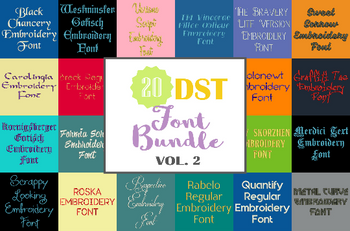 Machine Embroidery Fonts - 20 DST Font Bundle - Volume 2 Machine Embroidery Fonts - 20 DST Font Bundle - Volume 2