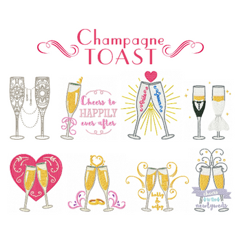 Champagne Toast Collection of 8 Machine Embroidery Designs Champagne Toast Collection of 8 Machine Embroidery Designs