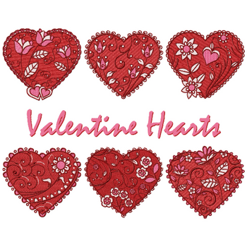 Valentines Hearts Collection of 6 Machine Embroidery Designs Valentines Hearts Collection of 6 Machine Embroidery Designs
