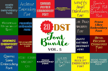 Machine Embroidery Fonts - 20 DST Font Bundle - Volume 5 Machine Embroidery Fonts - 20 DST Font Bundle - Volume 5