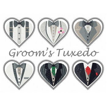 Machine Embroidery Designs - Bride & Groom Hearts - Groom Tuxedo Collection of 6 Machine Embroidery Designs - Bride & Groom Hearts - Groom Tuxedo Collection of 6