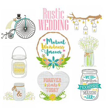 Machine Embroidery Designs - Rustic Wedding Collection of 19 Machine Embroidery Designs - Rustic Wedding Collection of 19