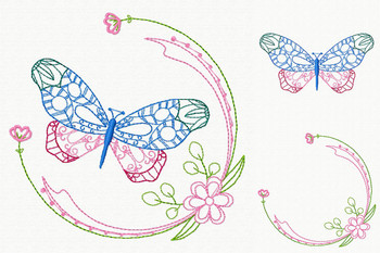 Beautiful Butterfly and Floral #02 Machine Embroidery Designs Beautiful Butterfly and Floral #02 Machine Embroidery Designs