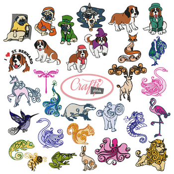 4x4 Hoop Animal Special - 105 Animal Machine Embroidery Designs! 4x4 Hoop Animal Special - 105 Animal Machine Embroidery Designs!