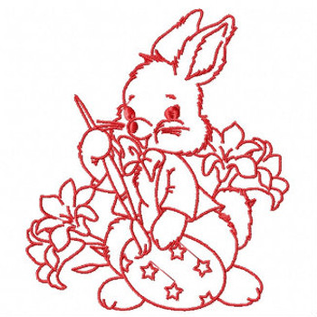 Easter Redwork Bunnies Collection #01 Machine Embroidery Design Easter Redwork Bunnies Collection #01 Machine Embroidery Design