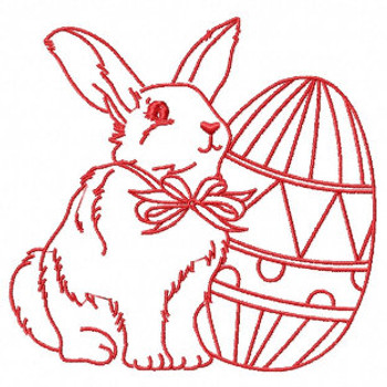 Easter Redwork Bunnies Collection #04 Machine Embroidery Design Easter Redwork Bunnies Collection #04 Machine Embroidery Design