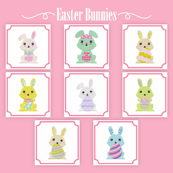 Machine Embroidery Designs - Easter Bunnies Collection of 8 Machine Embroidery Designs - Easter Bunnies Collection of 8