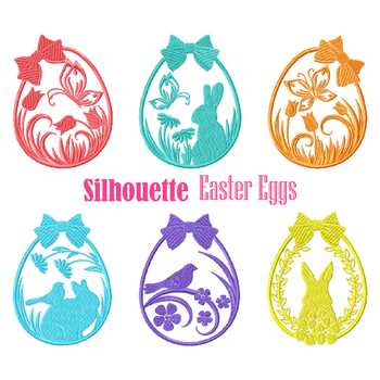 Machine Embroidery Designs - Silhouette Easter Collection of 6 Machine Embroidery Designs - Silhouette Easter Collection of 6