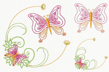Beautiful Butterfly and Floral #10 Machine Embroidery Designs Beautiful Butterfly and Floral #10 Machine Embroidery Designs